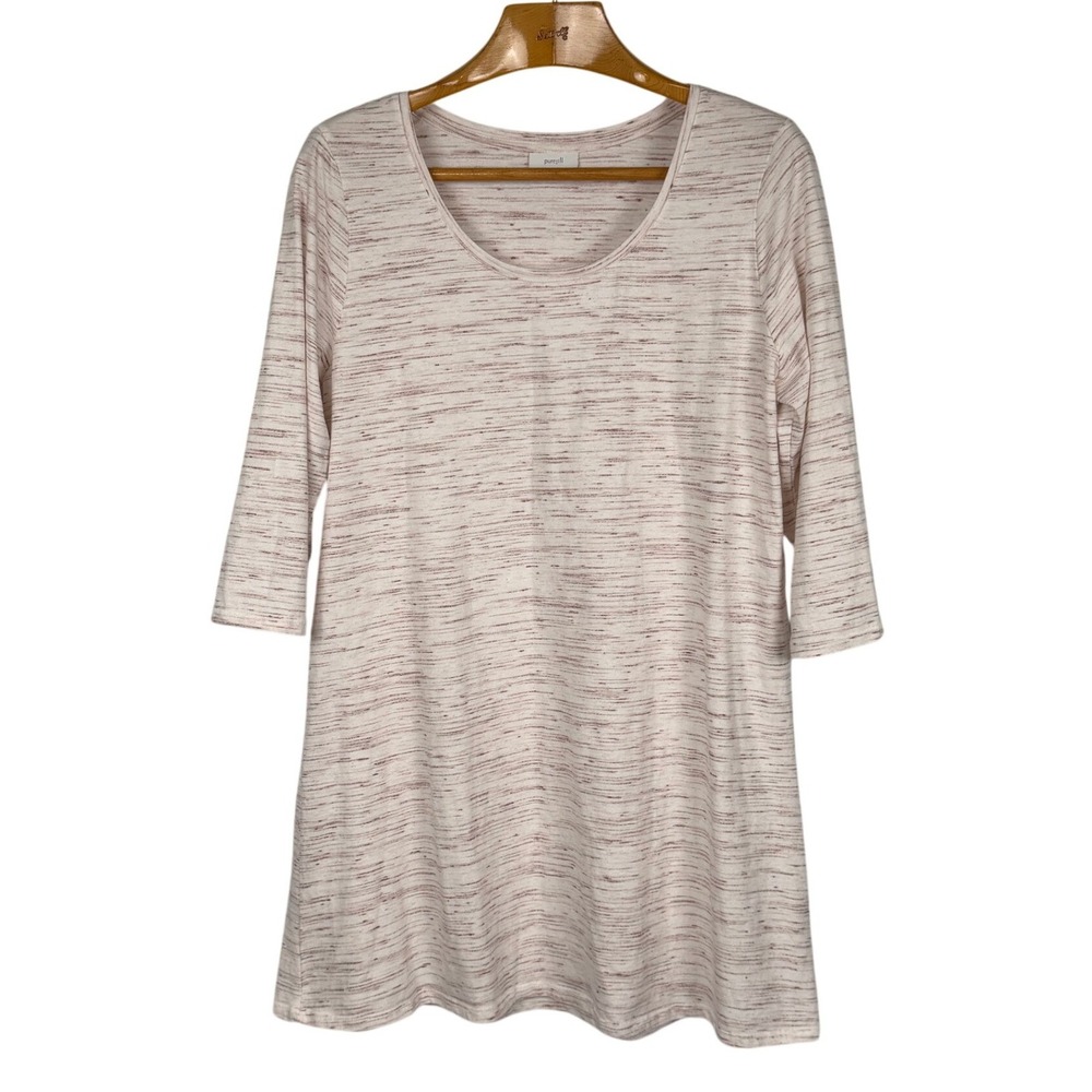 Pure Jill J Jill Ballet Sleeve Tunic Womens L Pink Space Dye Cotton Blend